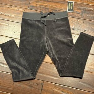 Black label Juicy Couture Gray Velour stretch rodeo drive Drawstring Leggings
